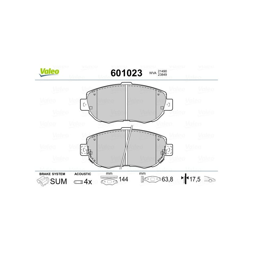 VALEO Bremsbelagsatz, Scheibenbremse 601023 für 04465-14080
