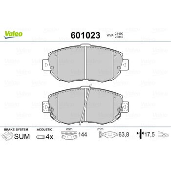 VALEO Bremsbelagsatz, Scheibenbremse 601023 für...