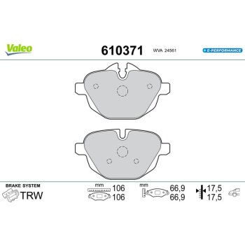 VALEO Bremsbelagsatz, Scheibenbremse 610371 für 34...