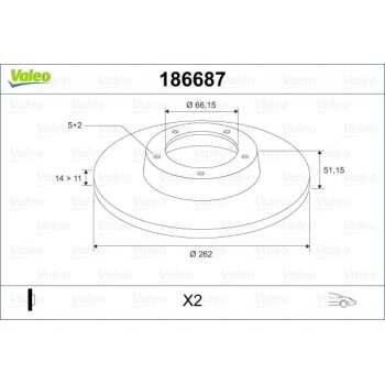 VALEO Bremsscheibe 186687 für ANR4983