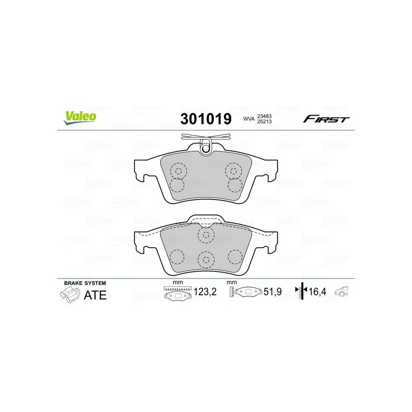 VALEO Bremsbelagsatz, Scheibenbremse 301019 für 1233679