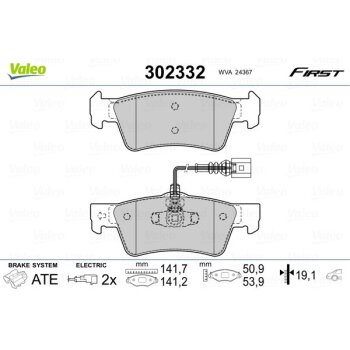 VALEO Bremsbelagsatz, Scheibenbremse 302332 für...