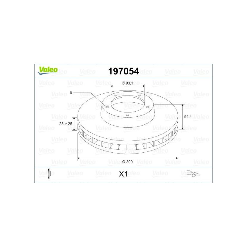 VALEO Bremsscheibe 197054 für 1371393