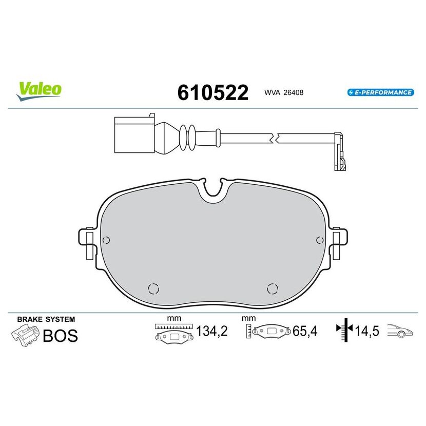 VALEO Bremsbelagsatz, Scheibenbremse 610522 für 1EA698151