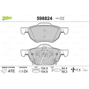 VALEO Bremsbelagsatz, Scheibenbremse 598824 für...