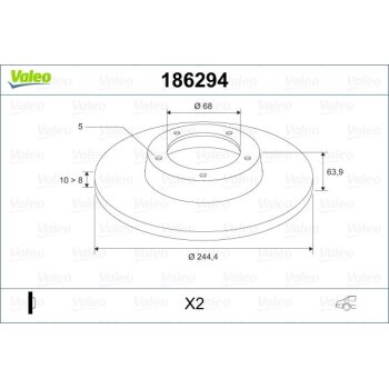 VALEO Bremsscheibe 186294 für 4A0615601A