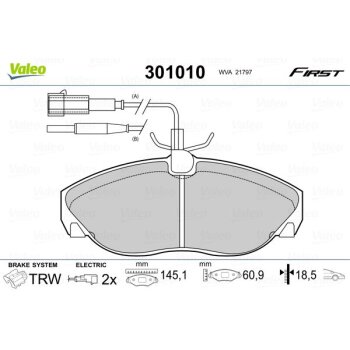VALEO Bremsbelagsatz, Scheibenbremse 301010 für 4251-17