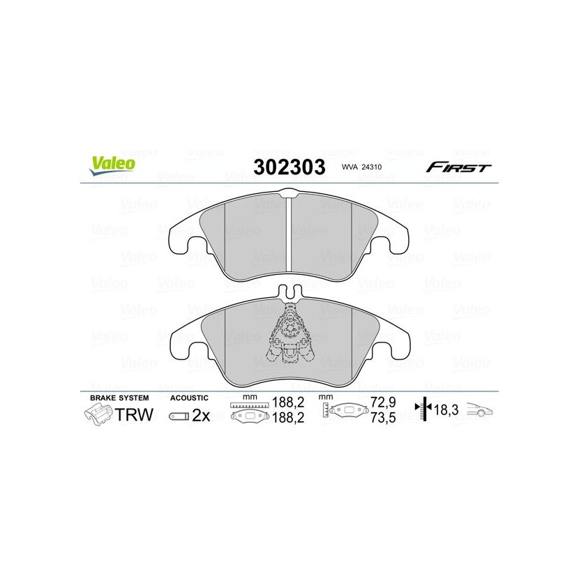 VALEO Bremsbelagsatz, Scheibenbremse 302303 für 1551486
