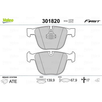 VALEO Bremsbelagsatz, Scheibenbremse 301820 für 34...