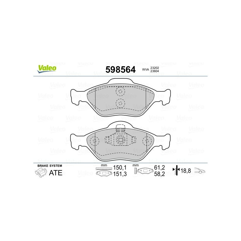 VALEO Bremsbelagsatz, Scheibenbremse 598564 für 1 633 674