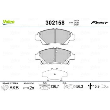 VALEO Bremsbelagsatz, Scheibenbremse 302158 für...