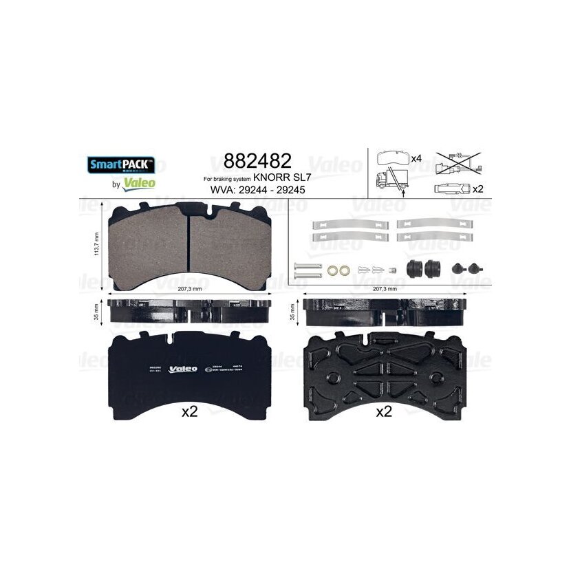 VALEO Bremsbelagsatz, Scheibenbremse 882482 für 001 423 12 10
