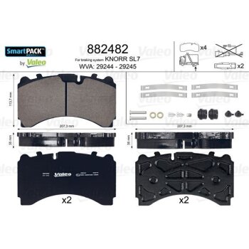 VALEO Bremsbelagsatz, Scheibenbremse 882482 für 001...
