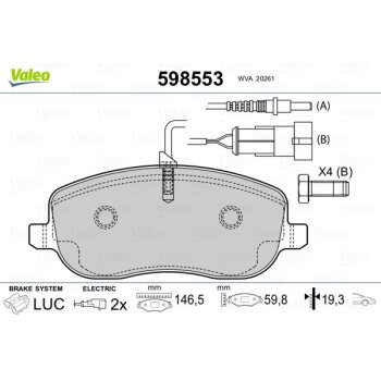 VALEO Bremsbelagsatz, Scheibenbremse 598553 für 4252-31