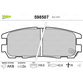 VALEO Bremsbelagsatz, Scheibenbremse 598507 für...