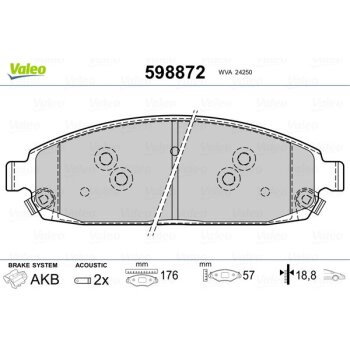 VALEO Bremsbelagsatz, Scheibenbremse 598872 für 5080...