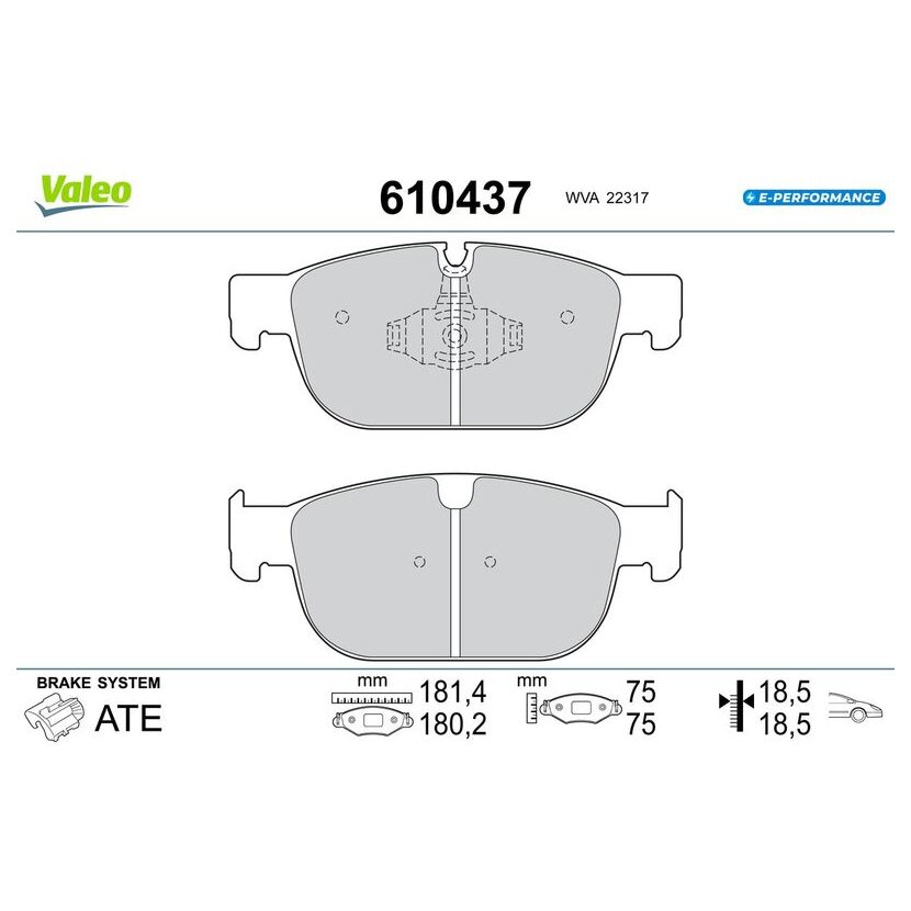 VALEO Bremsbelagsatz, Scheibenbremse 610437 für 31445975