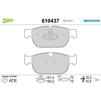 VALEO Bremsbelagsatz, Scheibenbremse 610437 für...