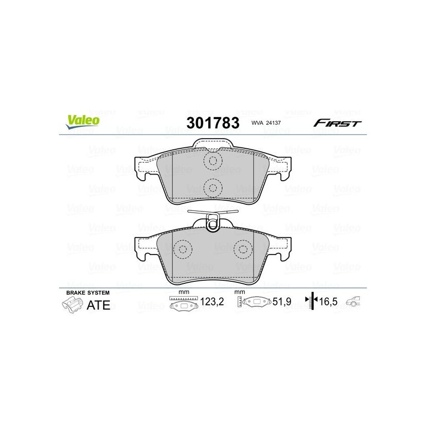 VALEO Bremsbelagsatz, Scheibenbremse 301783 für 4254-05