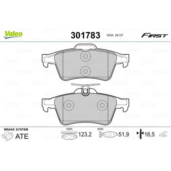 VALEO Bremsbelagsatz, Scheibenbremse 301783 für 4254-05