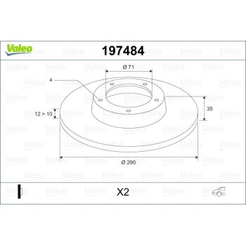 VALEO Bremsscheibe 197484 für 4249-F7