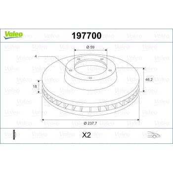 VALEO Bremsscheibe 197700 für 40206-1F500