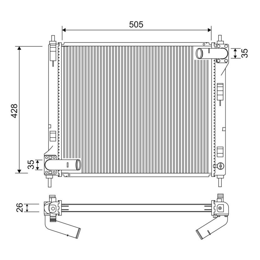 VALEO Kühler, Motorkühlung 701264 für 21410-1KC5A