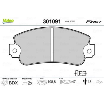 VALEO Bremsbelagsatz, Scheibenbremse 301091 für 792589