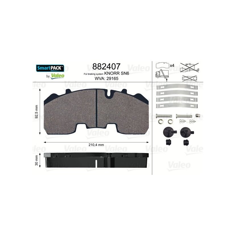 VALEO Bremsbelagsatz, Scheibenbremse 882407 für 980102750