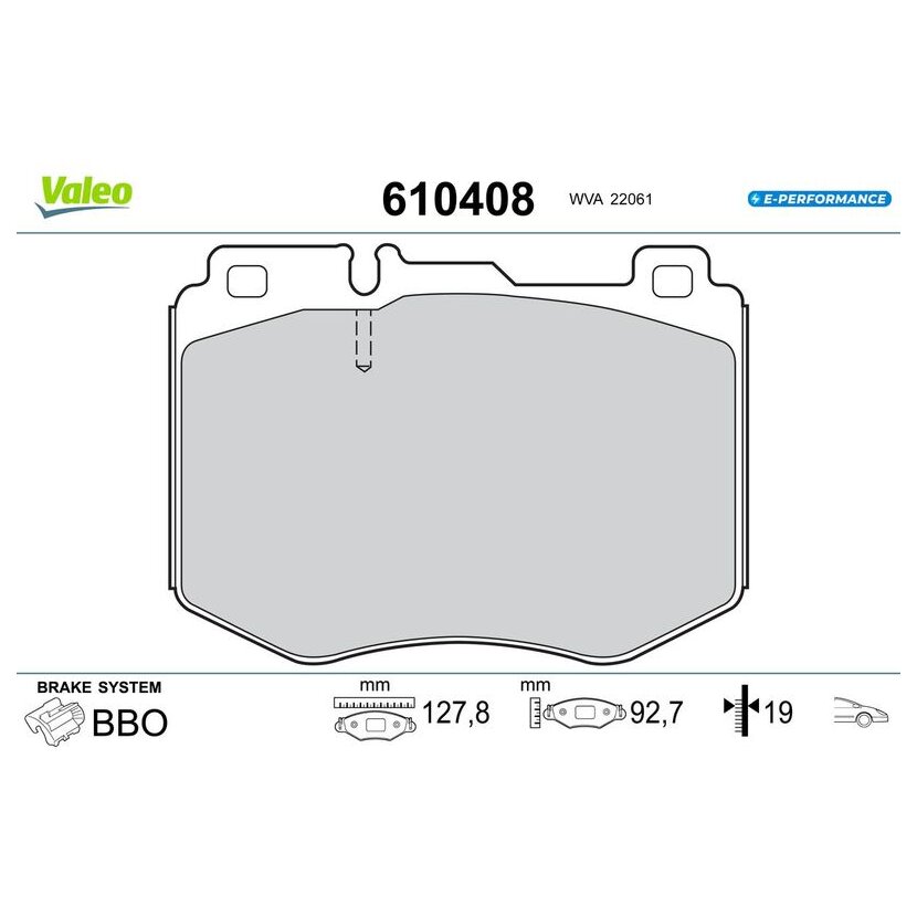 VALEO Bremsbelagsatz, Scheibenbremse 610408 für 0004208000