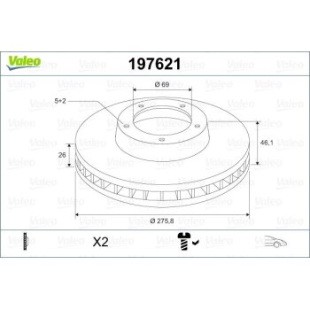 VALEO Bremsscheibe 197621 für 51712-39001