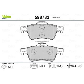 VALEO Bremsbelagsatz, Scheibenbremse 598783 für 4254-05