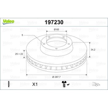VALEO Bremsscheibe 197230 für 1J0615301C