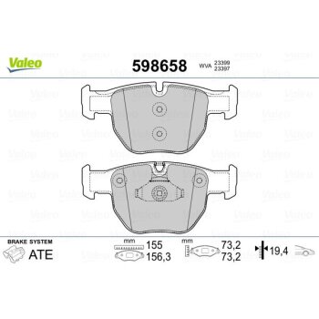 VALEO Bremsbelagsatz, Scheibenbremse 598658 für...