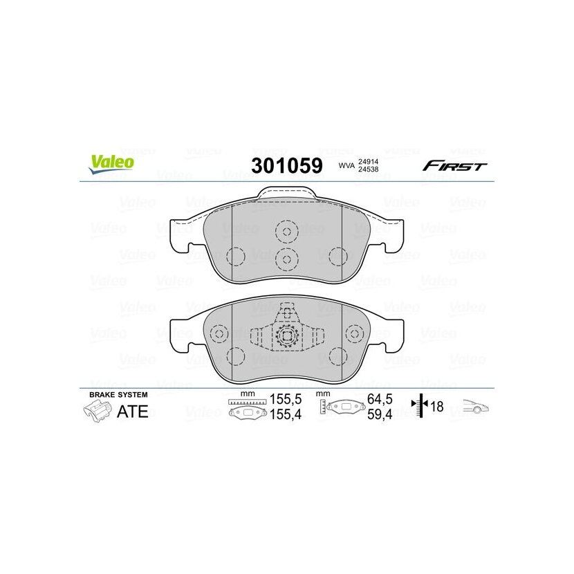 VALEO Bremsbelagsatz, Scheibenbremse 301059 für 41060-00Q1L