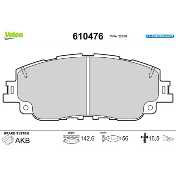 VALEO Bremsbelagsatz, Scheibenbremse 610476 für...