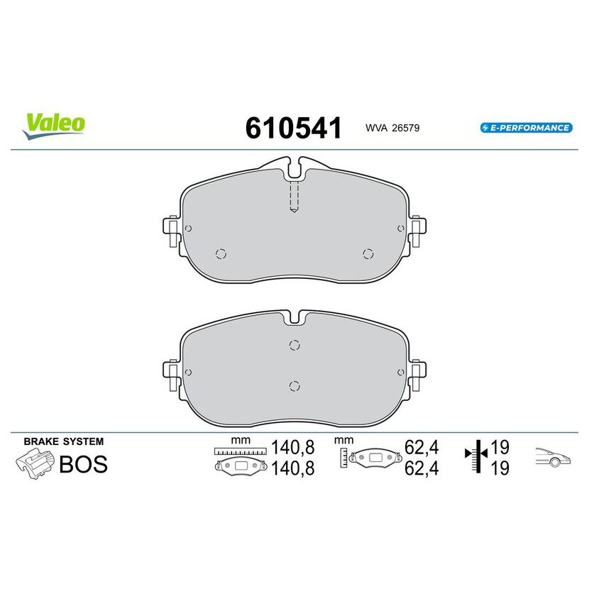VALEO Bremsbelagsatz, Scheibenbremse 610541 für A0004203003