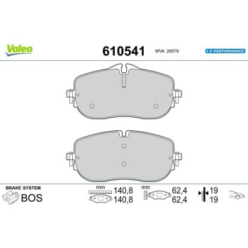 VALEO Bremsbelagsatz, Scheibenbremse 610541 für...