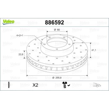 VALEO Bremsscheibe 886592 für 569059