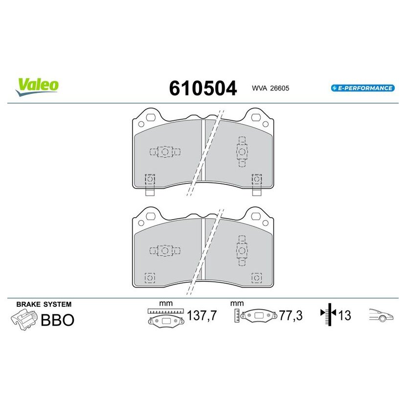 VALEO Bremsbelagsatz, Scheibenbremse 610504 für 2483460