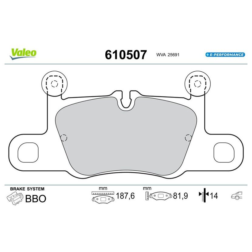 VALEO Bremsbelagsatz, Scheibenbremse 610507 für 9J1698451A