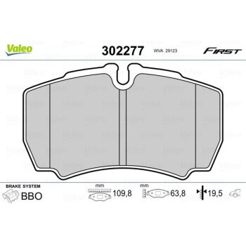 VALEO Bremsbelagsatz, Scheibenbremse 302277 für 2991667