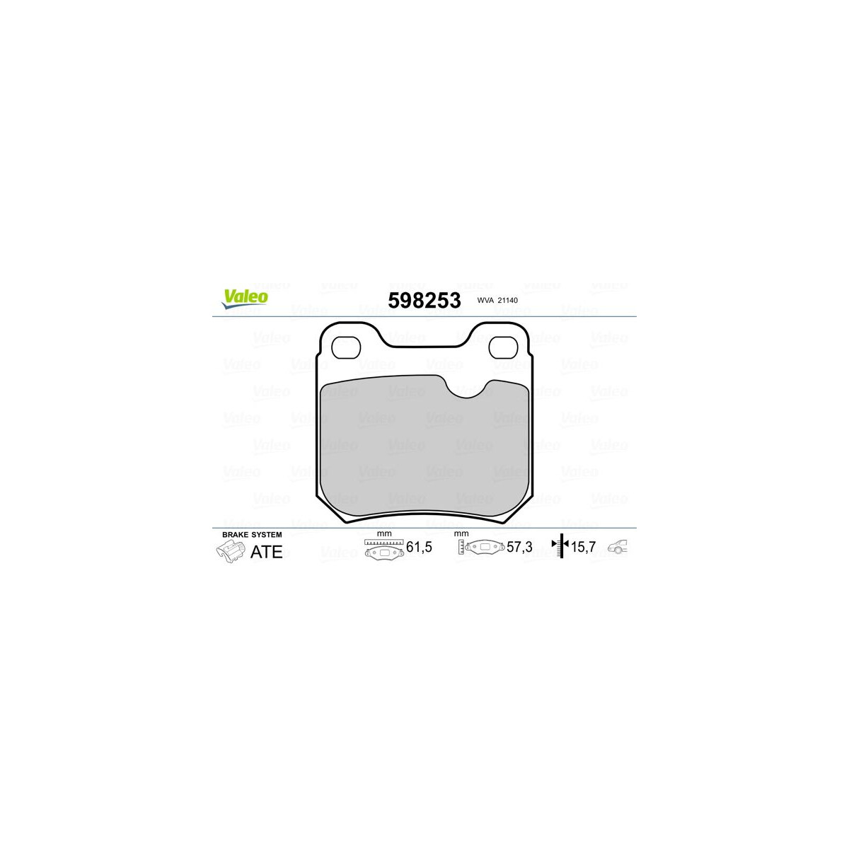 VALEO Bremsbelagsatz, Scheibenbremse 598253 für 1605728