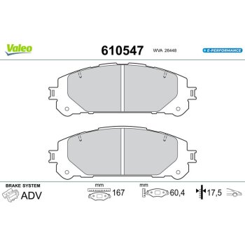 VALEO Bremsbelagsatz, Scheibenbremse 610547 für...