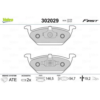 VALEO Bremsbelagsatz, Scheibenbremse 302029 für...
