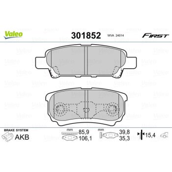 VALEO Bremsbelagsatz, Scheibenbremse 301852 für 5191...