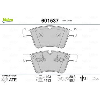 VALEO Bremsbelagsatz, Scheibenbremse 601537 für...