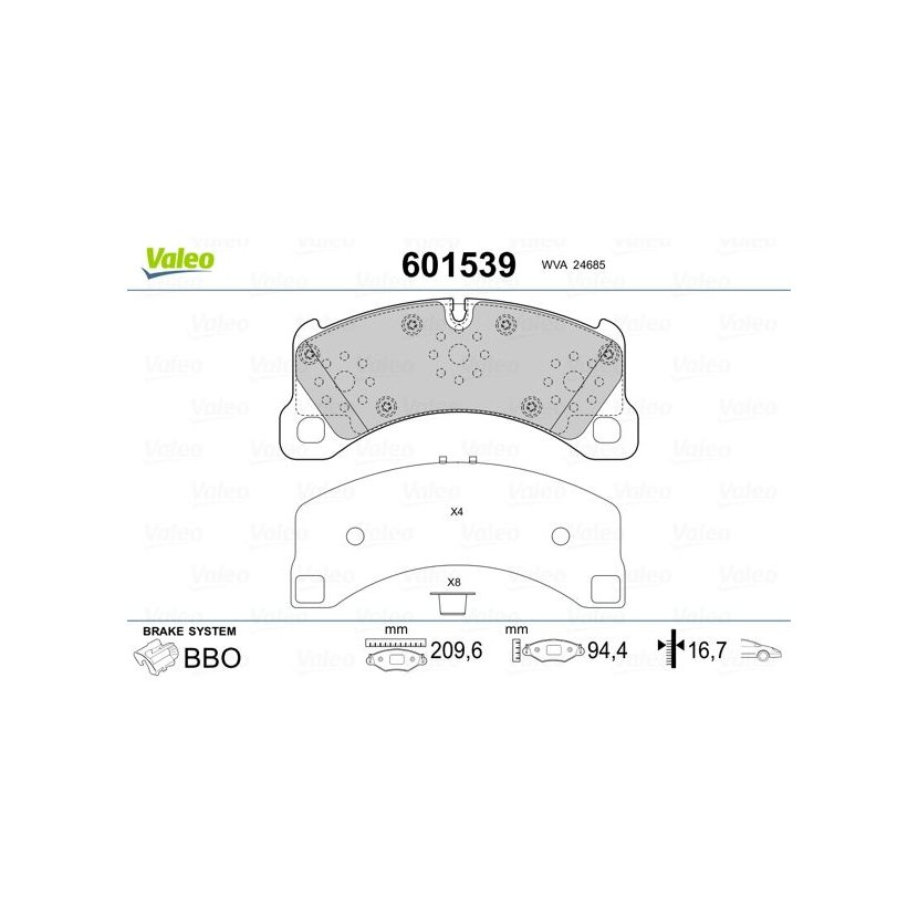 VALEO Bremsbelagsatz, Scheibenbremse 601539 für 958 351 939 30