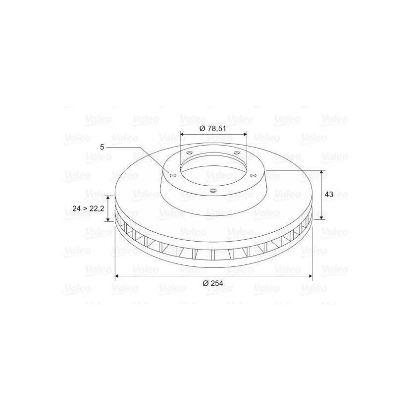 VALEO Bremsscheibe 186278 für 5025610