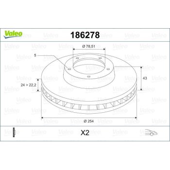 VALEO Bremsscheibe 186278 für 5025610